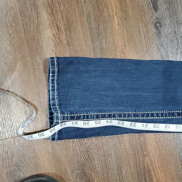 Miss Me Mid Rise Boot Cut Distressed Pocket Flap Embellished Jeans - Picture 2 of 10